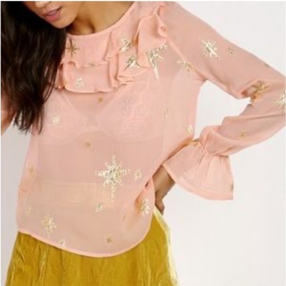 For Love & Lemons Small pink and gold stars silk $89 - Picture 1 of 9